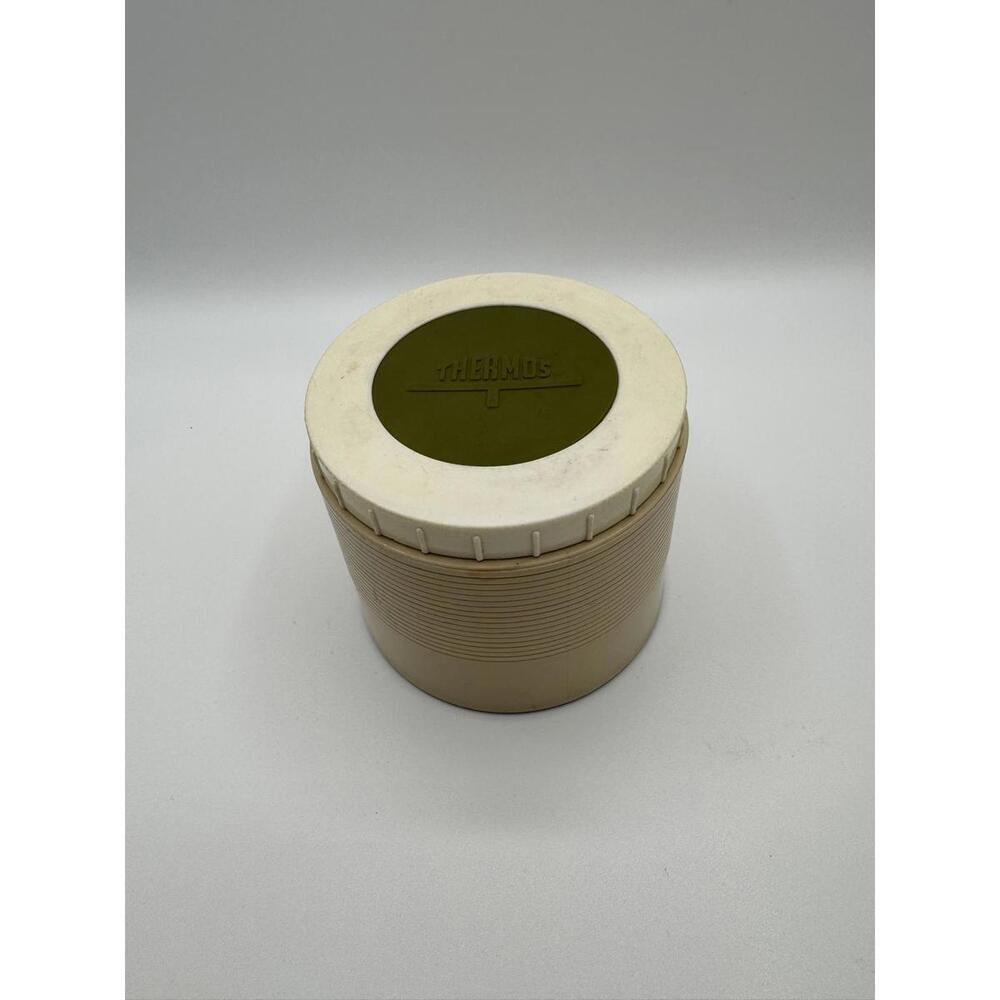 70's Vintage Thermos King-Seeley Model #1155 Insulated Jar ~ 8oz Green/Tan